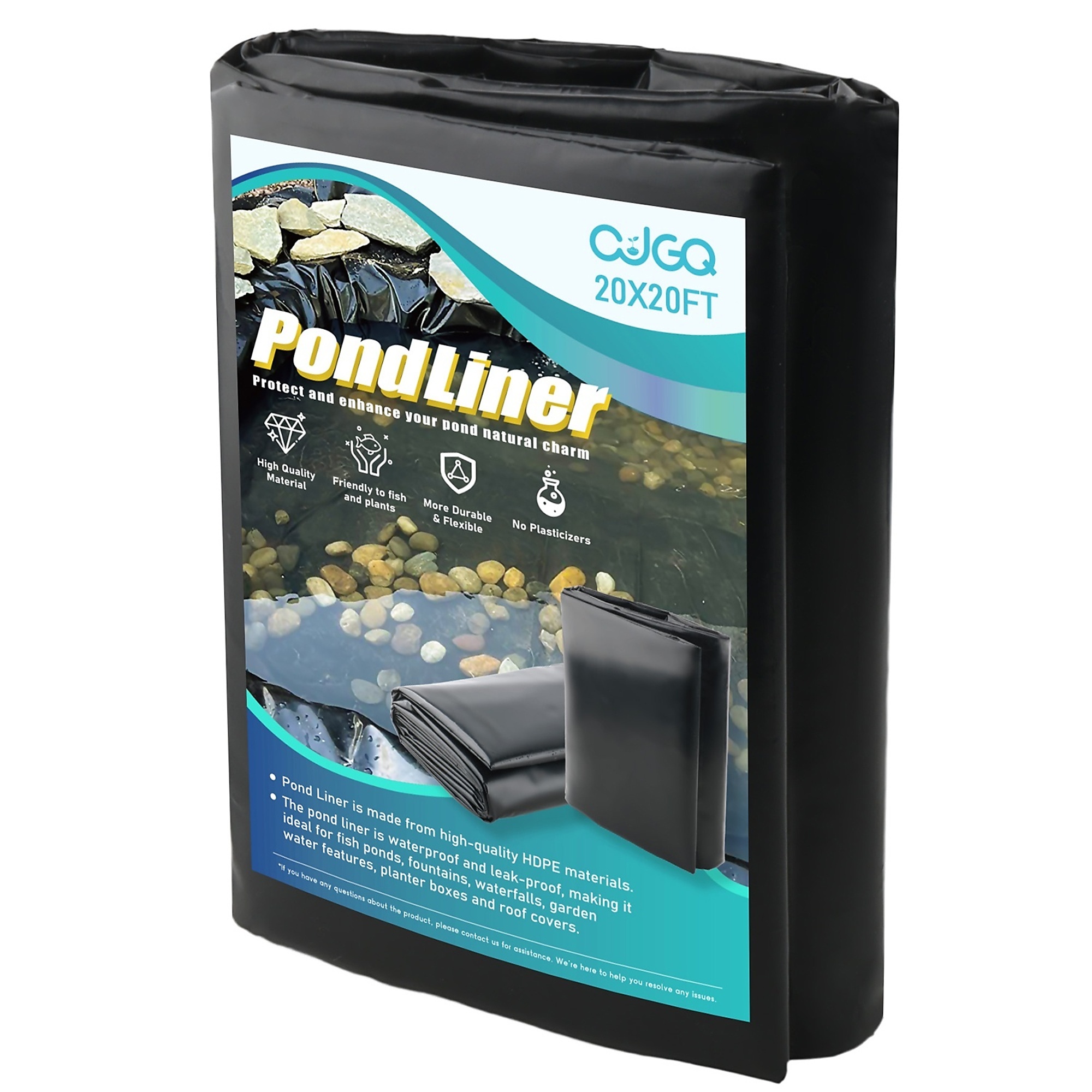 20 ft. x 20 ft. HDPE Pond Liner Anti-UV and Corrosion Resistance for Fish/Koi Ponds Water Gardens